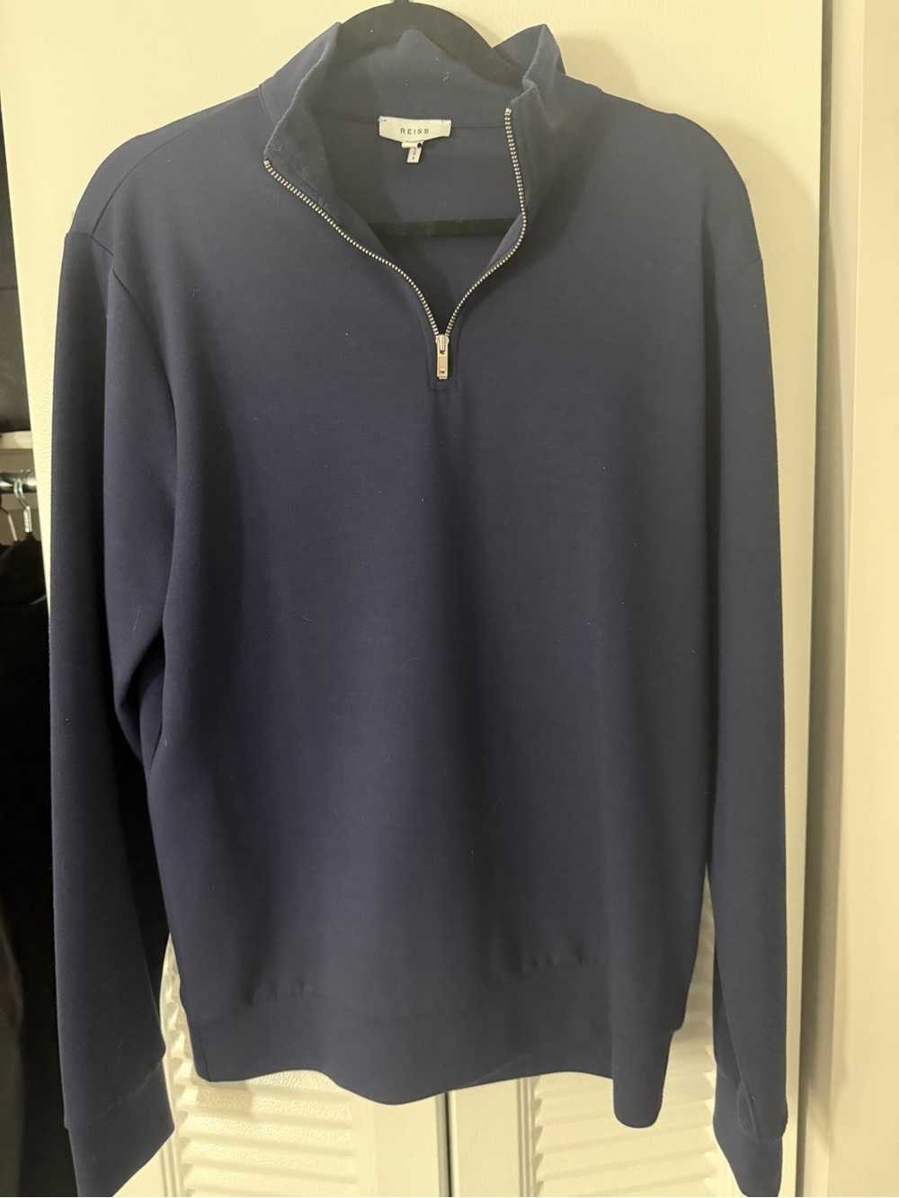 Reiss Men's Navy Quarter-Zip Pullover Sweater
